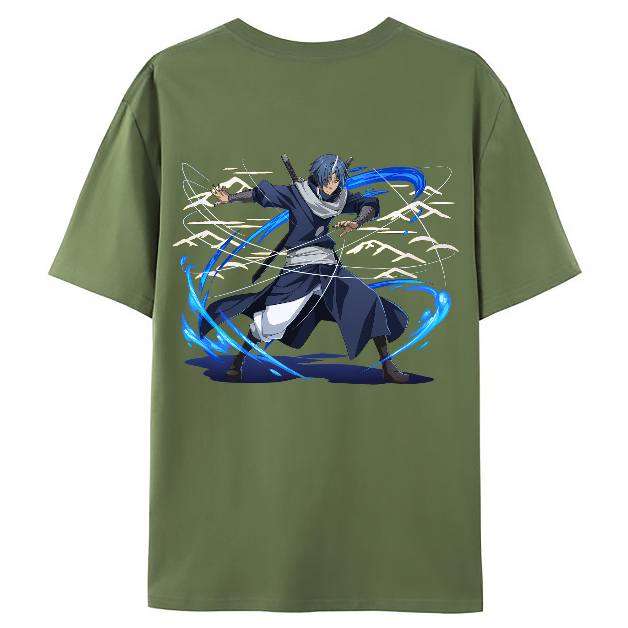 （画像用） 転スラ Regarding Reincarnated to Slime 綿100％ メンズ半袖Tシャツ（バックプリント） 通気性
